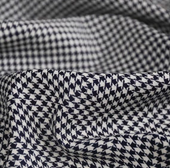 Houndstooth wool fabric by the yard