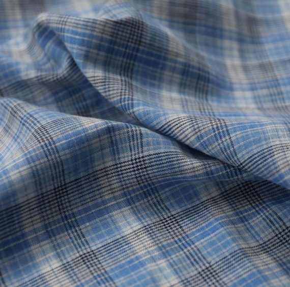 Plaid linen fabric by the yard