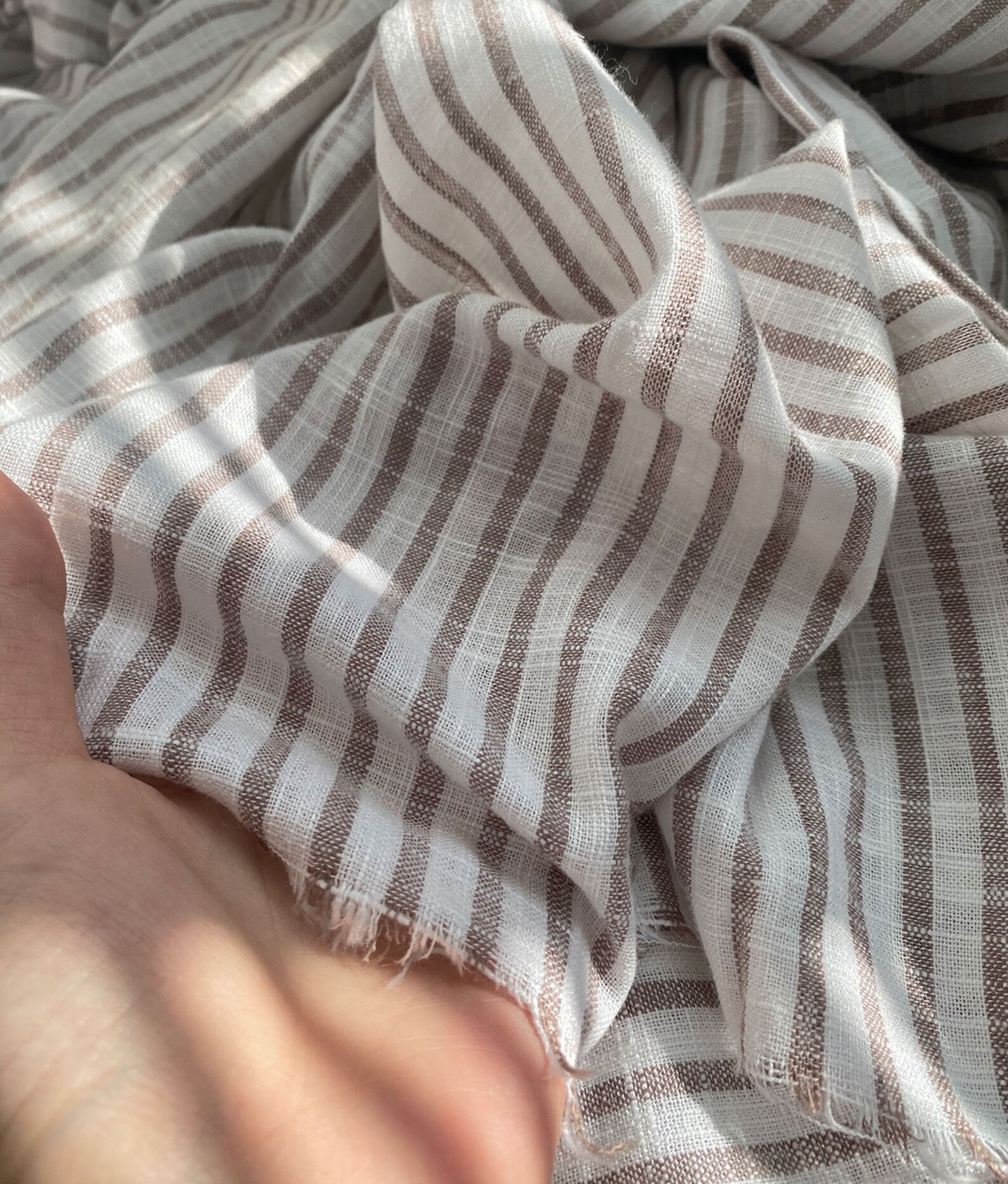 Extra wide striped linen fabric by the yard Etsy