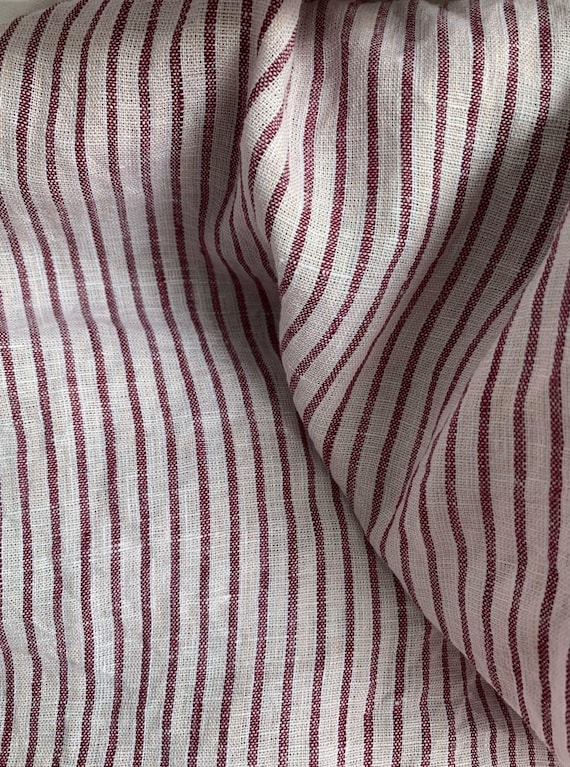 Striped linen fabric by the yard