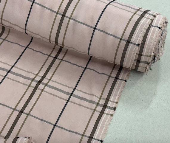Plaid cupro fabric by the yard