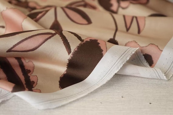 Print viscose satin fabric by the yard