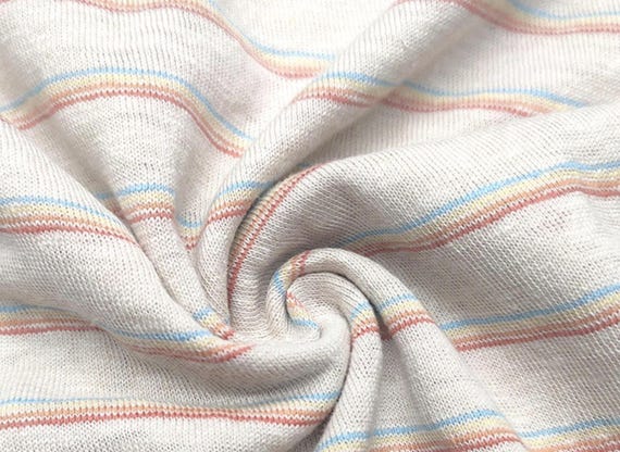Striped hemp organic cotton knit fabric by the yard