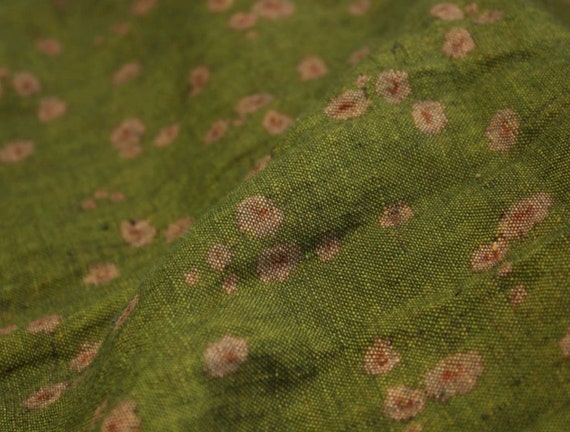 Print floral linen fabric by the yard