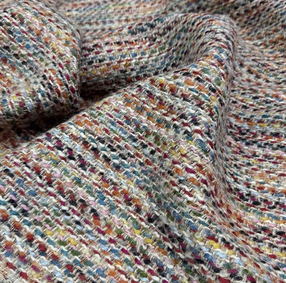 Colorful Tweed wool fabric by the yard