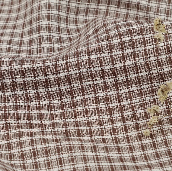 Plaid Yarn dyed linen fabric by the yard