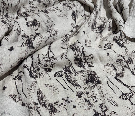 Print linen fabric by the yard