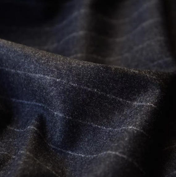 Striped Worsted Cashmere Wool fabric by the yard