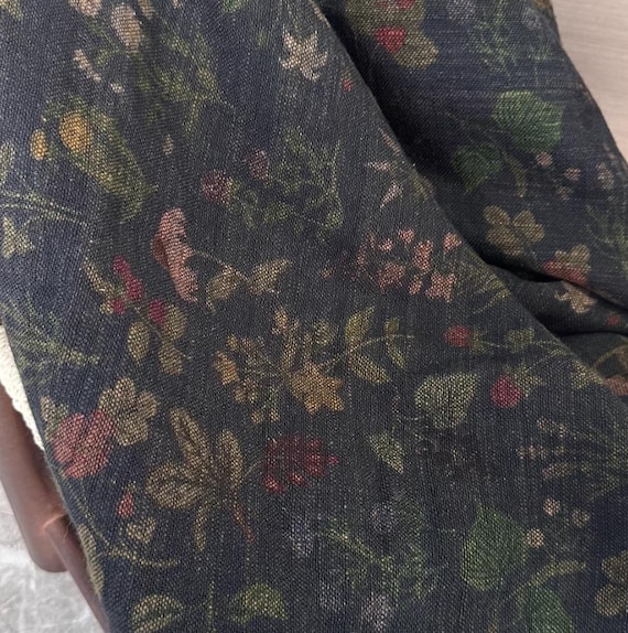 Print floral linen fabric by the yard
