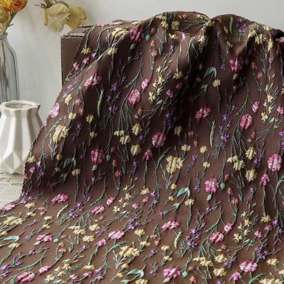 Jacquard brocade fabric by the yard