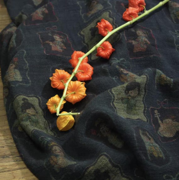 Print linen fabric by the yard