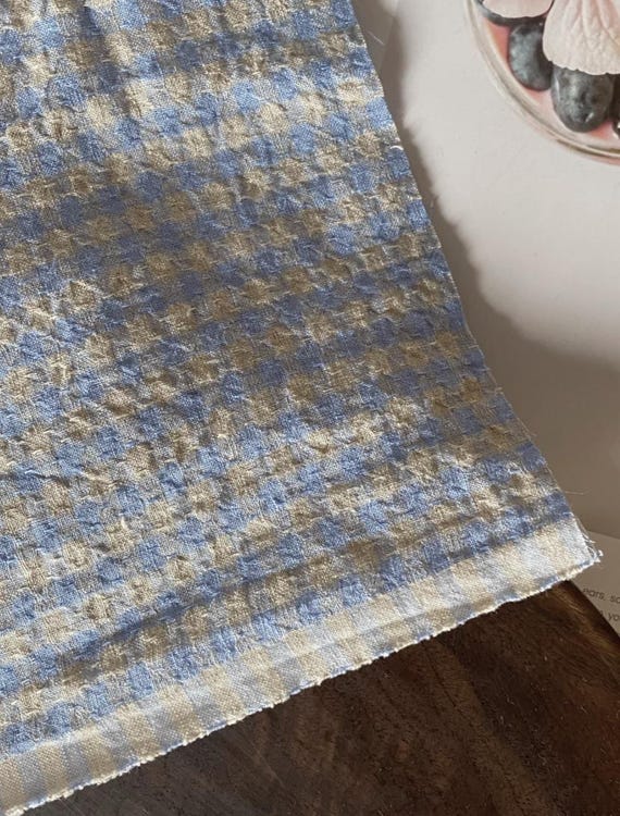 Jacquard plaid linen fabric by the yard