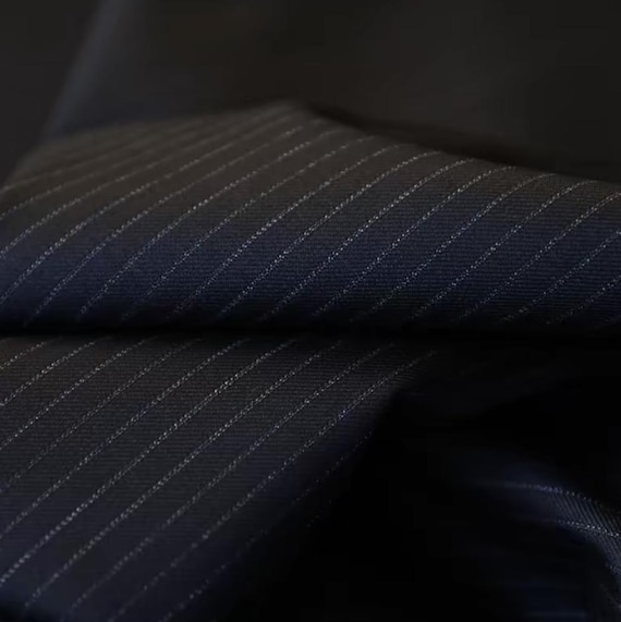 Italian Fabric Striped Worsted Wool fabric by the yard