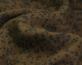 Print floral linen fabric by the yard