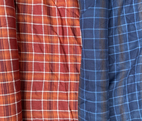 Yarn dyed linen fabric, plaid checks gingham checkered linen fabric by the yard