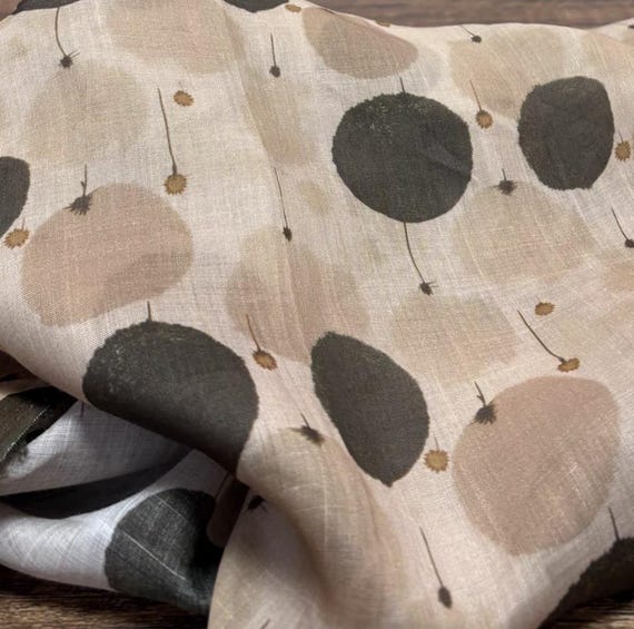 Polka Dots Print ramie fabric by the yard