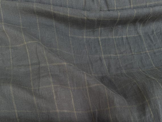 Plaid linen fabric by the yard