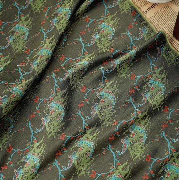 Jacquard brocade fabric by the yard