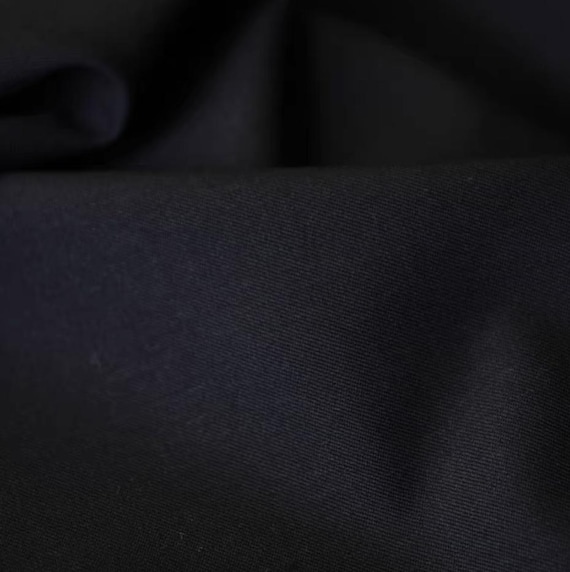 Black Worsted Wool fabric by the yard SUITING Fabric