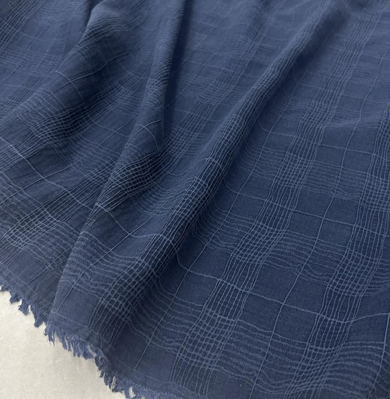 Plaid linen fabric by the yard