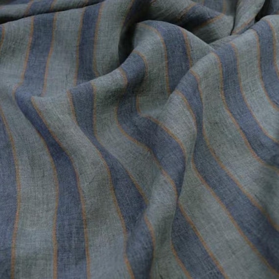 Striped linen fabric by the yard