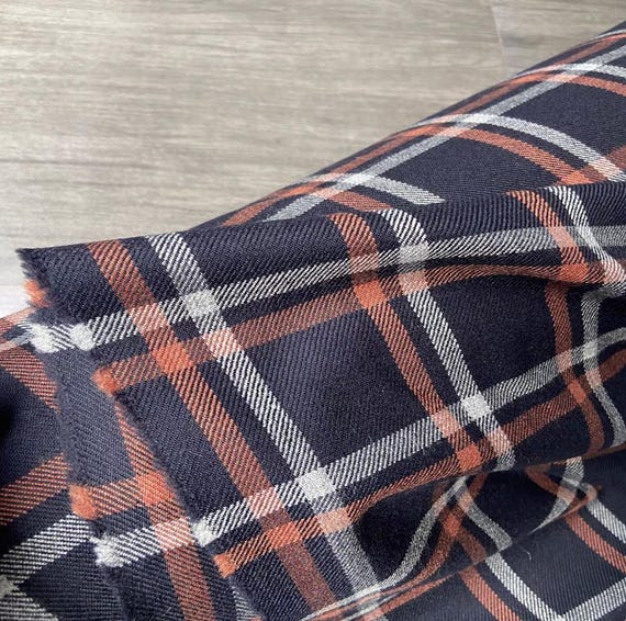 Plaid wool fabric by the yard