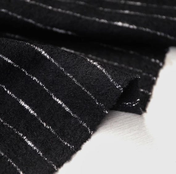 Striped Knit wool fabric by the yard