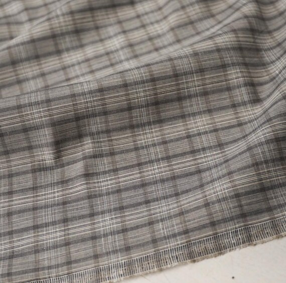 Plaid Silk linen wool fabric by the yard