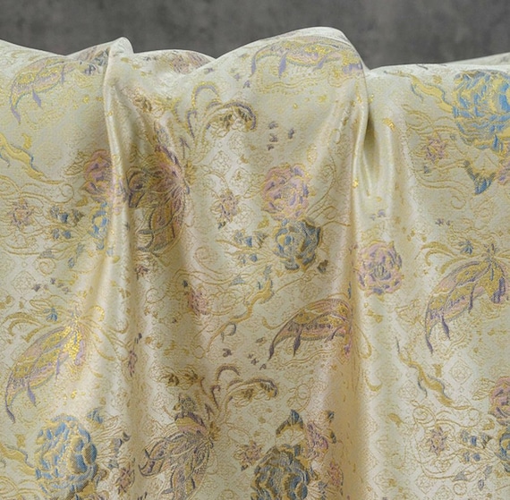 Jacquard brocade fabric by the yard