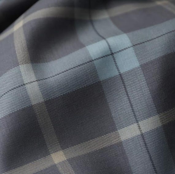 Plaid worsted wool fabric by the yard