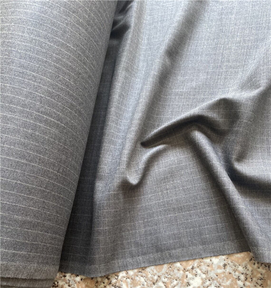 Striped worsted Wool fabric woolen fabric by the yard Etsy