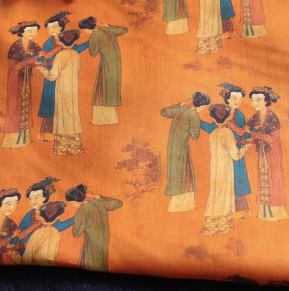 Print ramie fabric by the yard for blouses, dresses,  skirts, clothes fabric