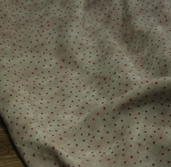 Polka Dots Print linen fabric by the yard