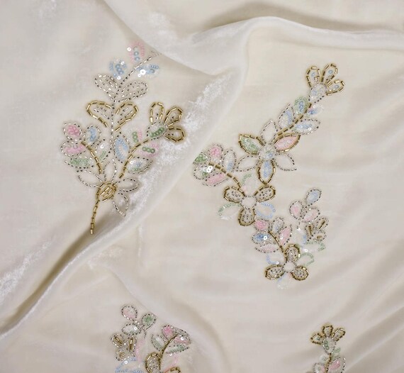 Sequin Beaded Embroidery velvet silk fabric by the yard