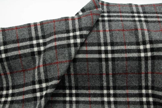 Plaid Wool fabric by the yard