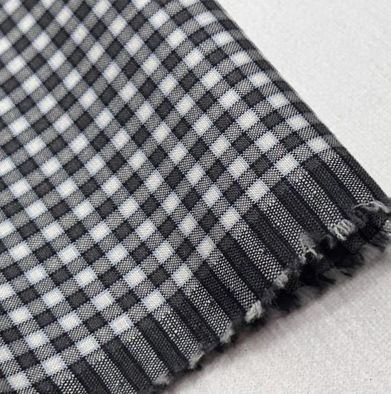 Plaid worsted wool fabric by the yard