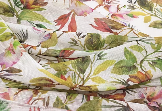 Print Silk linen fabric by the yard