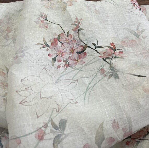 Print ramie fabric by the yard for blouses, dresses,  skirts, clothes fabric