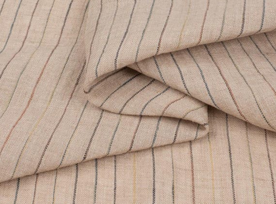 Striped linen fabric by the yard