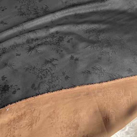 Jacquard Gambiered silk fabric by the yard