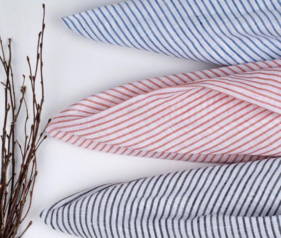 Striped linen fabric by the yard
