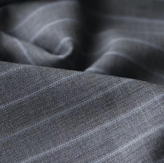 Striped Worsted Wool fabric by the yard