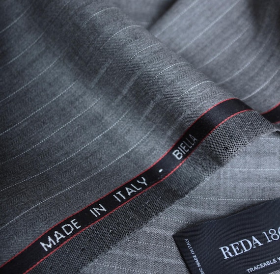 Italian Fabric Striped Worsted Wool fabric by the yard