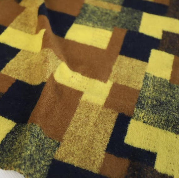 Plaid Knit wool fabric by the yard
