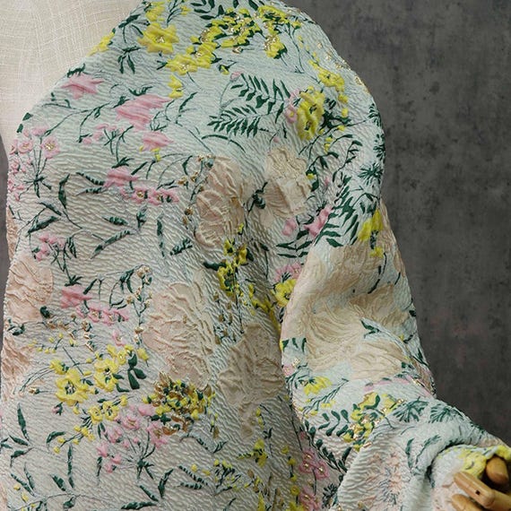 Jacquard brocade fabric by the yard