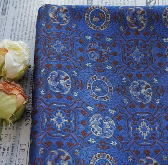 Jacquard brocade fabric by the yard