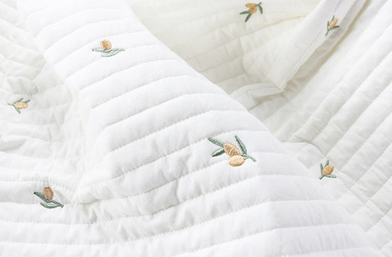 Embroidered quilted fabric, embroidery padded fabric by the yard
