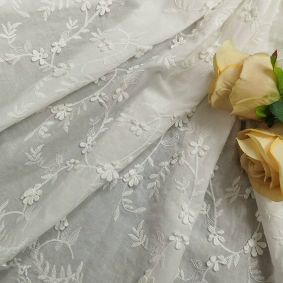 Embroidery cotton fabric By the yard