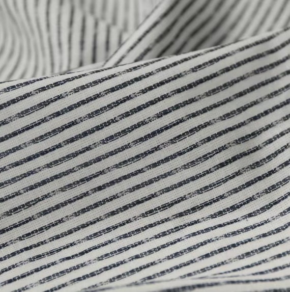 Striped linen fabric by the yard