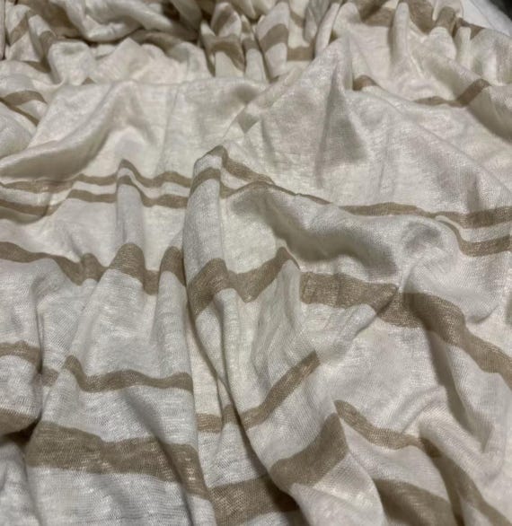 Striped Knit linen jersey fabric by the yard